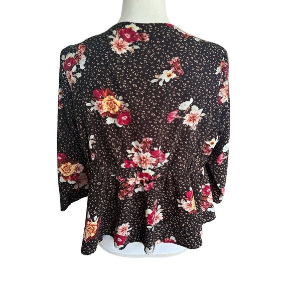 Torrid Womens Top Peplum Chablis Corset Back Floral Black Red Plus Size 00 - Picture 5 of 8